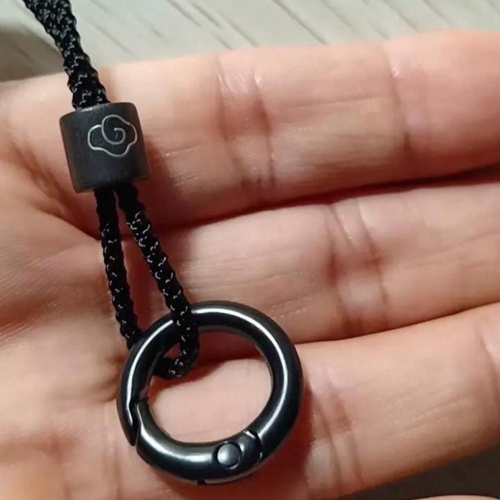 Men's Minimalist Eyeglass Holder: Adjustable Black Nylon Cord, Metal Ring